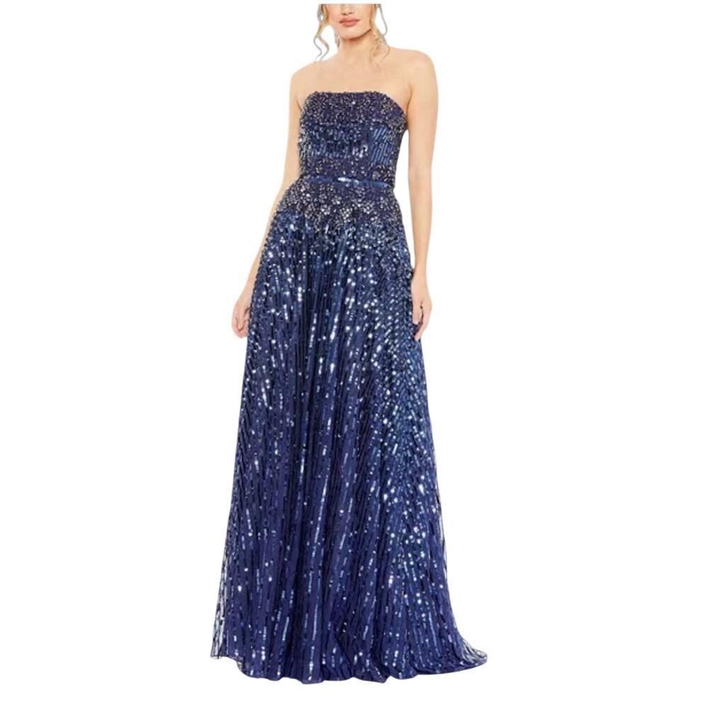 Mac Duggal 93915 NWT Twilight Blue Embellished Strapless Gown Size 10 $798